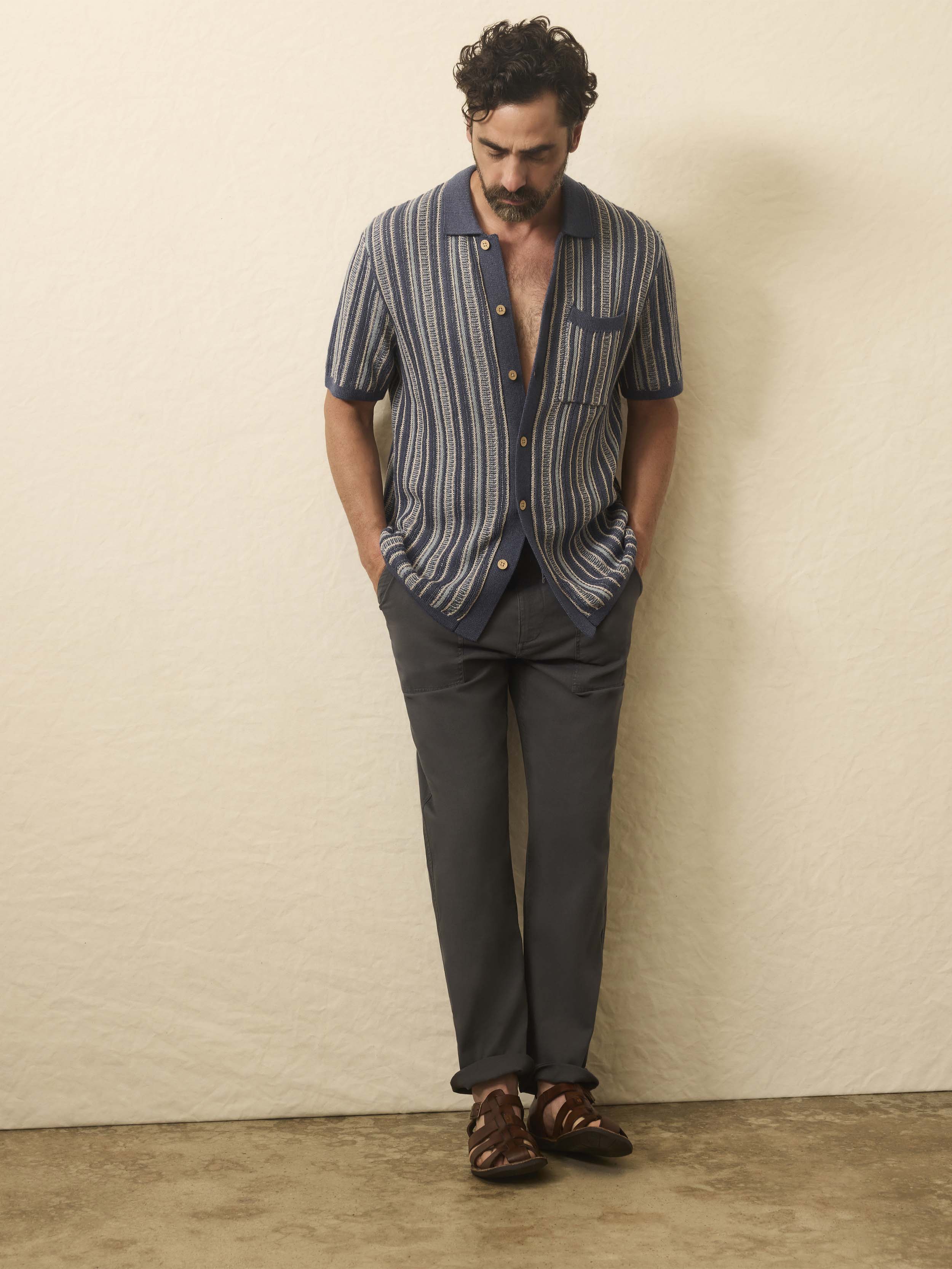 Short-Sleeve Sweater Shirt - River Cliffs Stripe
