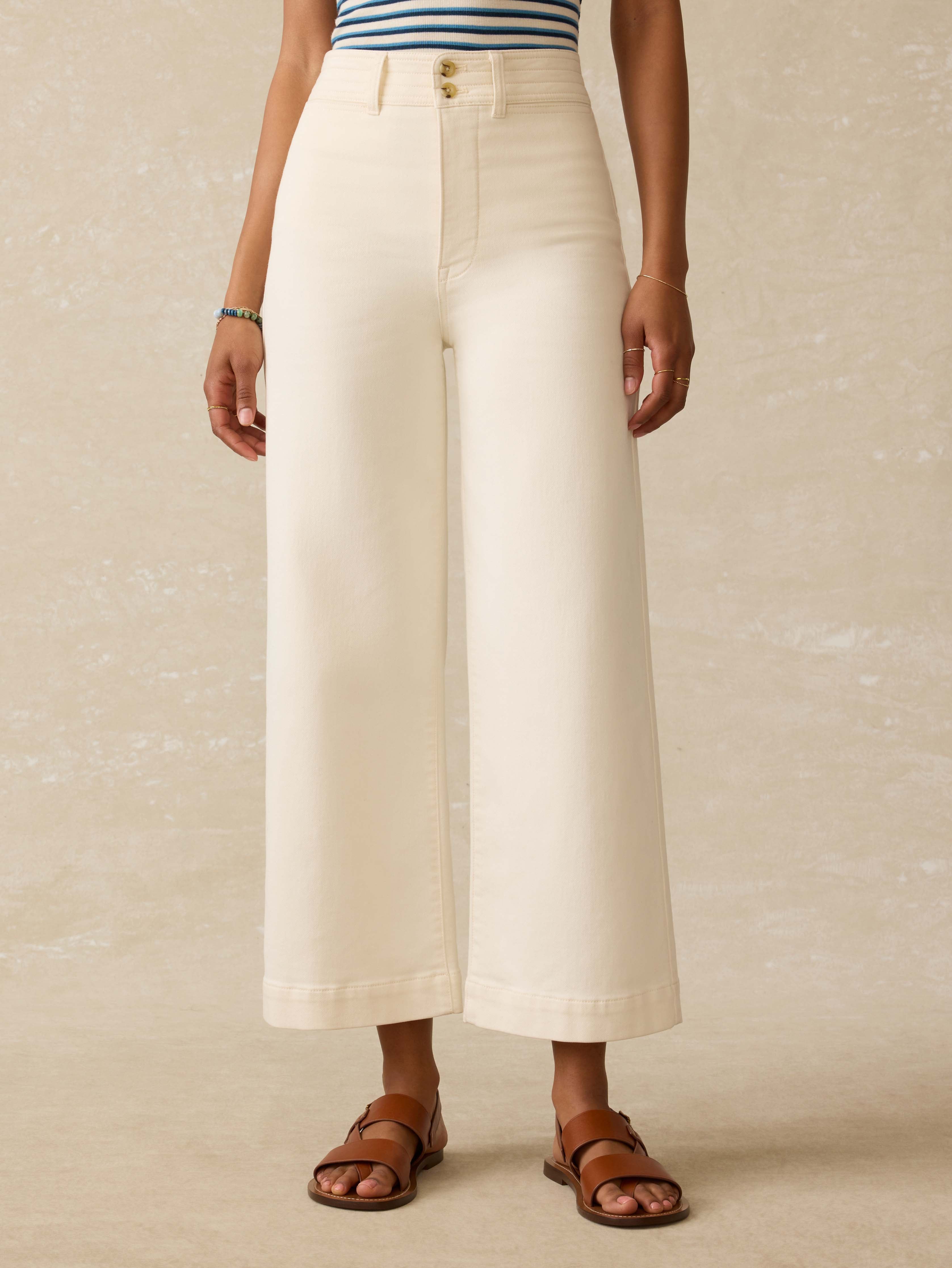 Stretch Terry Harbor Ankle Pant - Egret