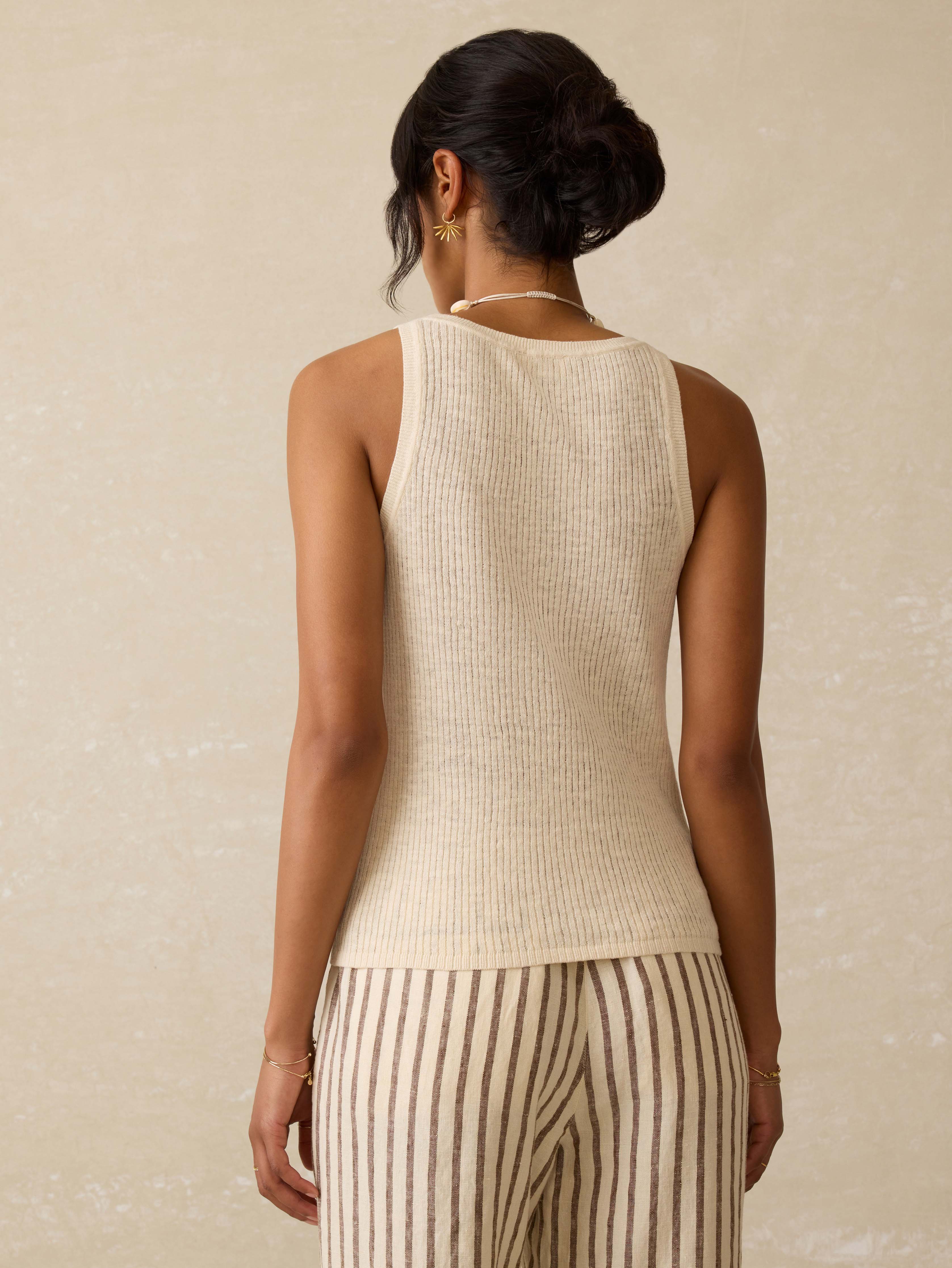 Miramar Linen Mini Rib Tank - Summer Sand