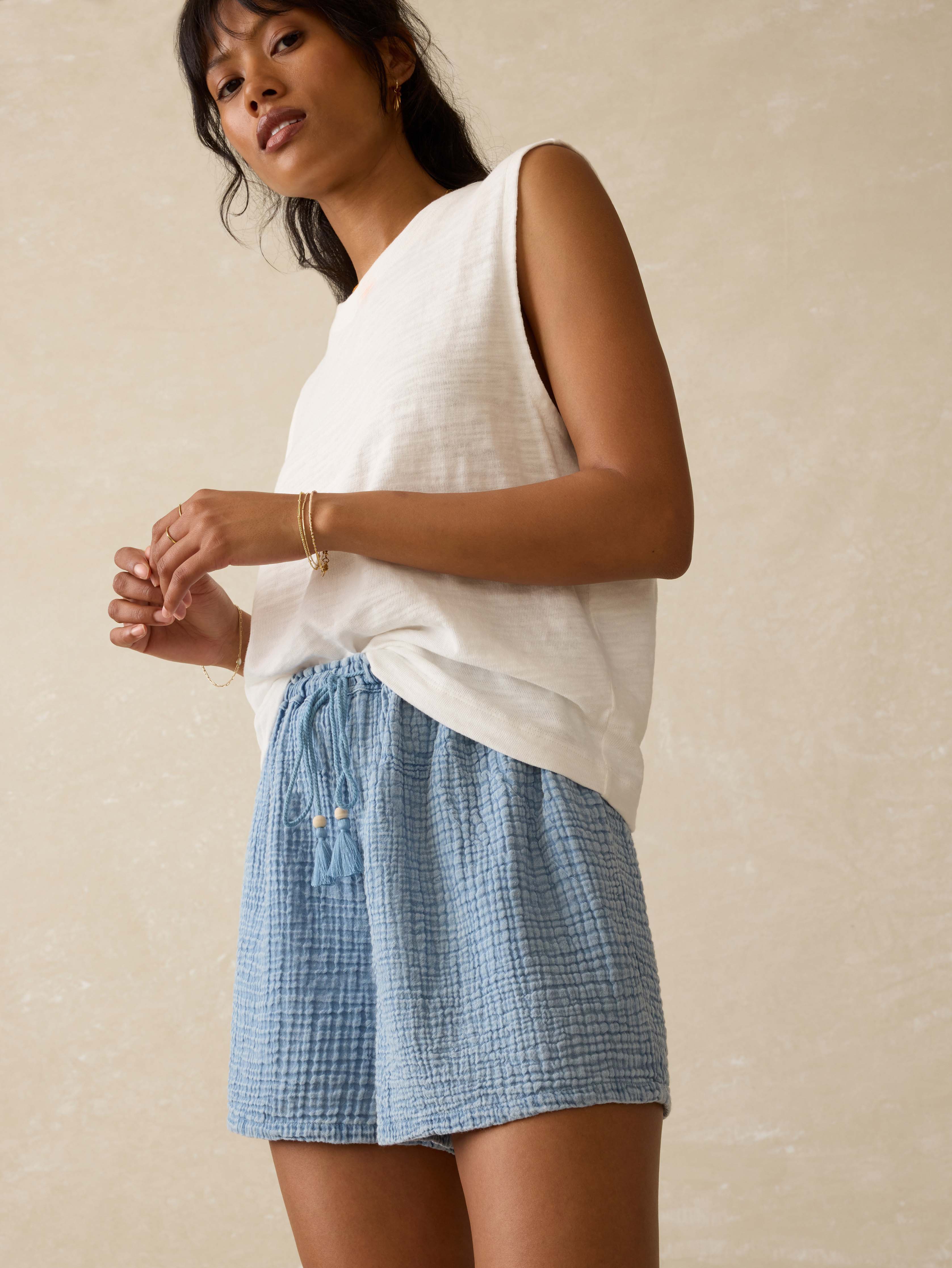Laidback Gauze Short - Light Indigo Wash