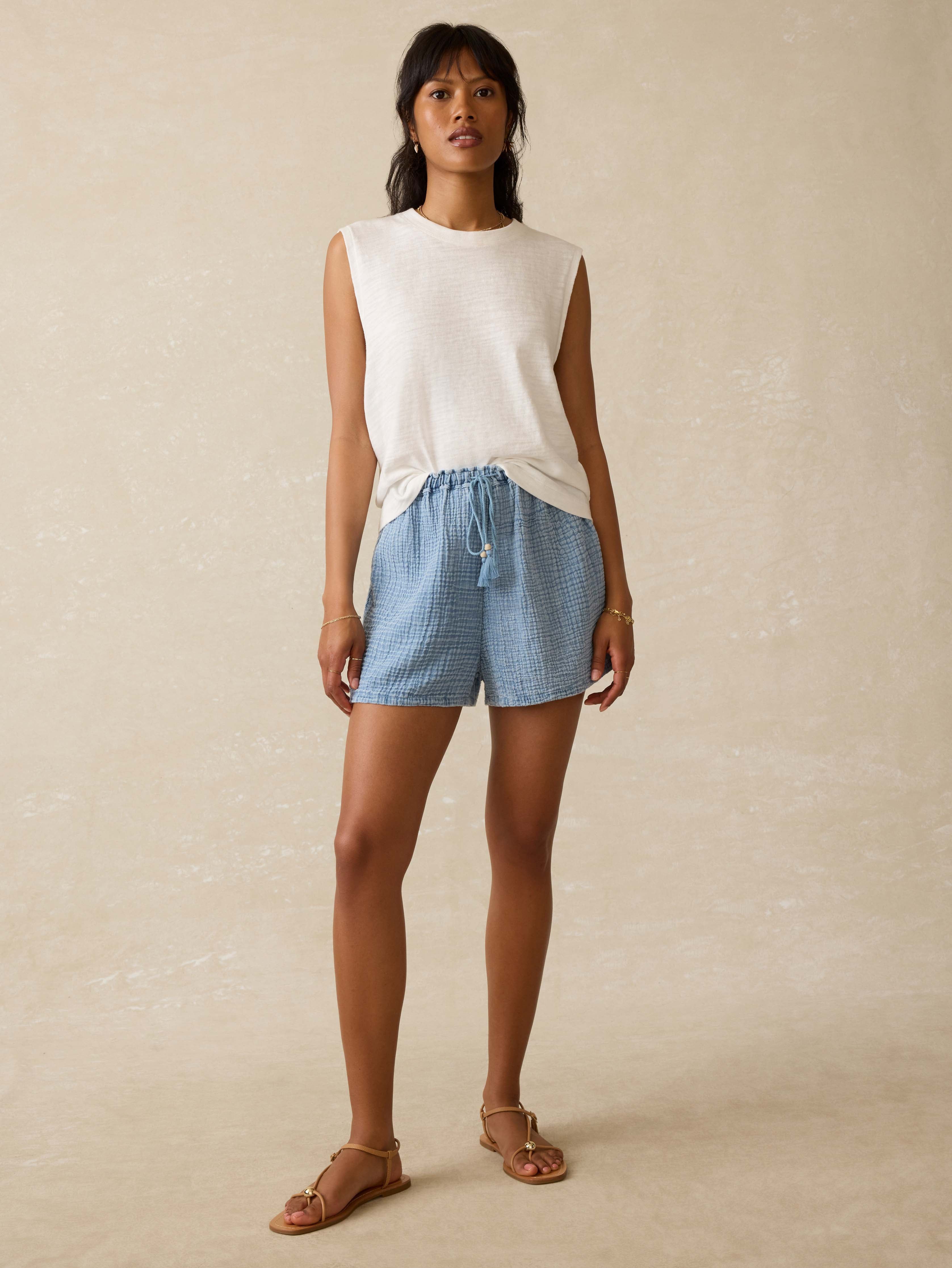 Laidback Gauze Short - Light Indigo Wash