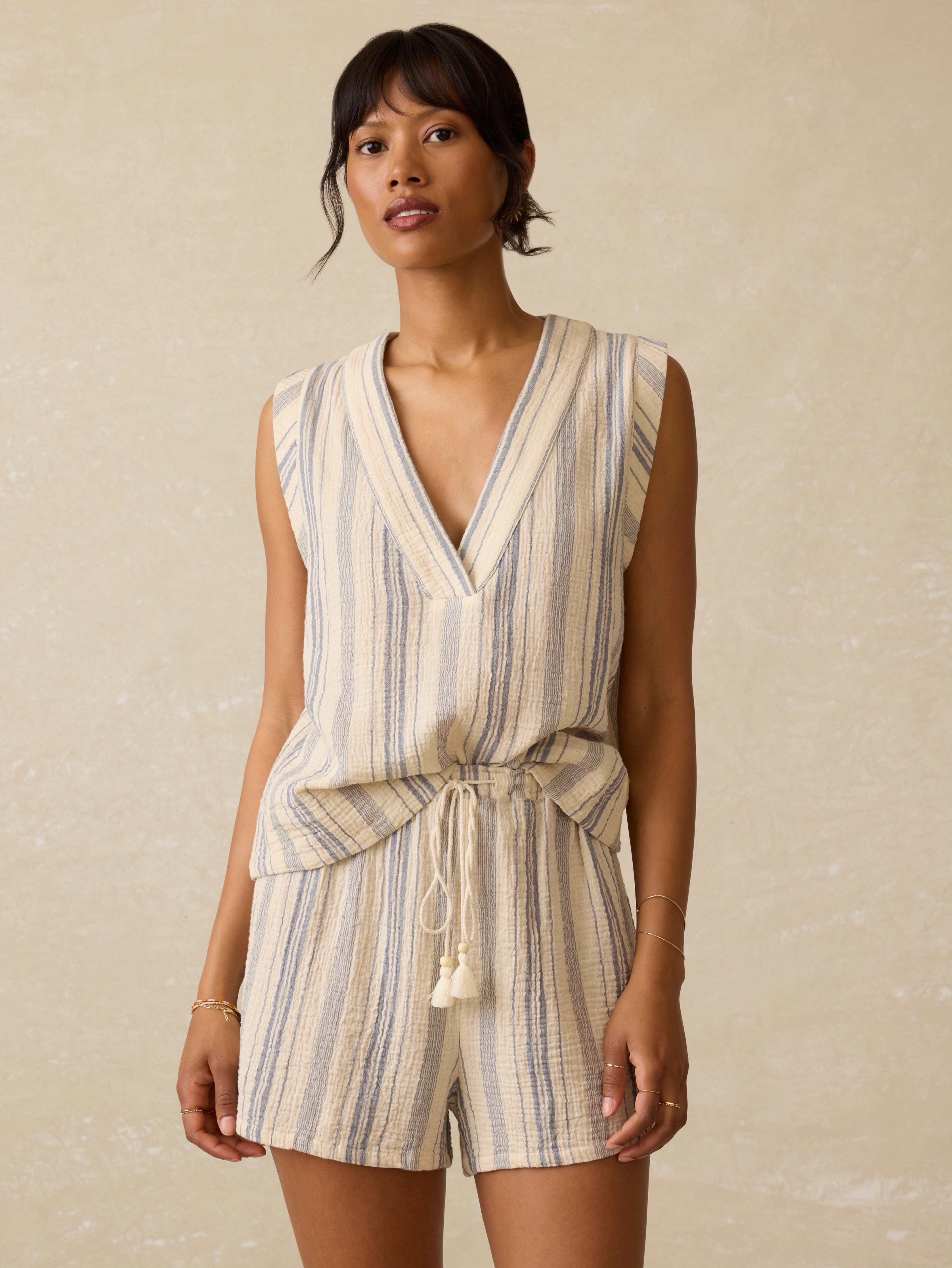 Dune Cotton Gauze Drawstring Short