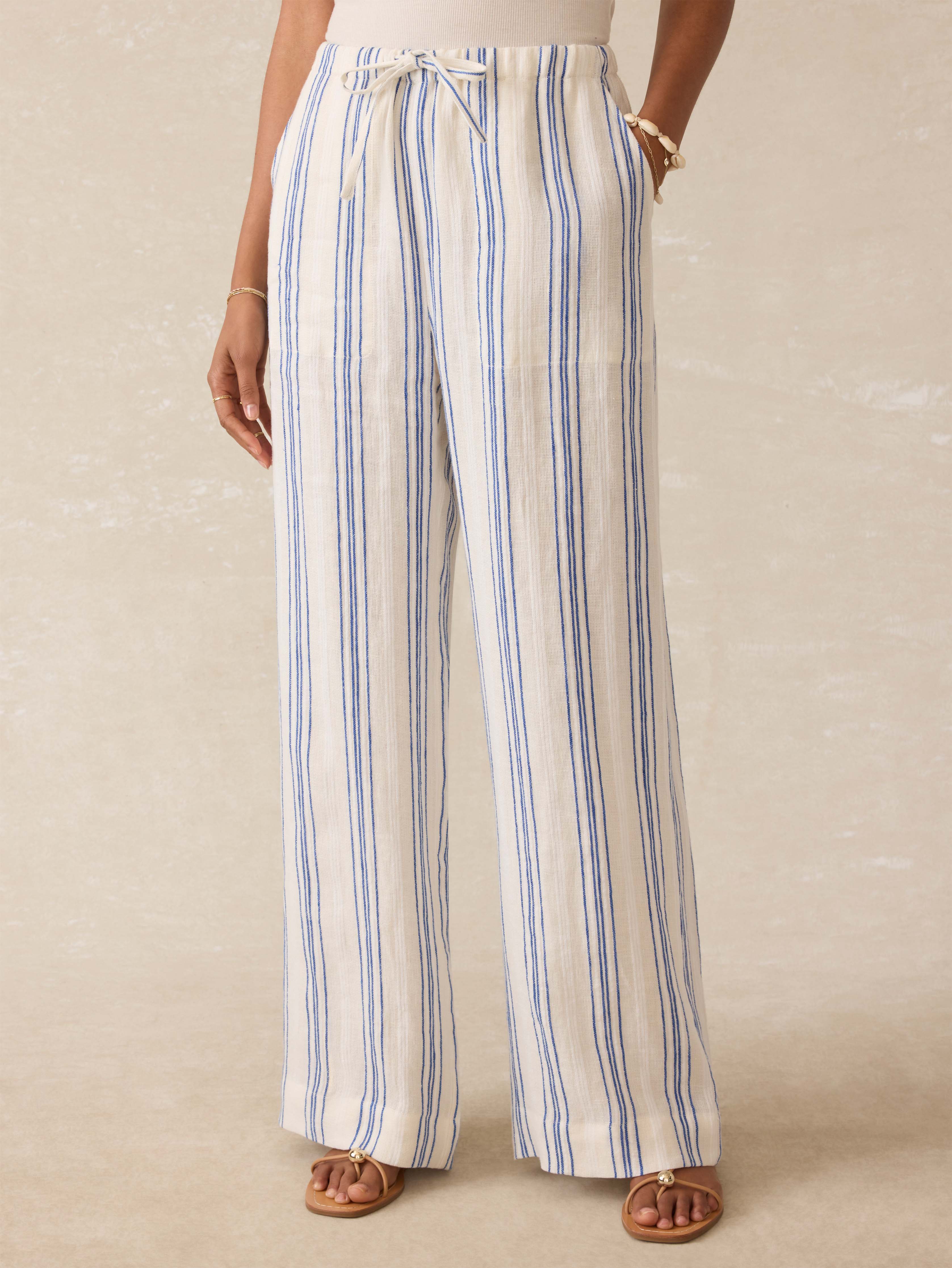 Laidback Palma Linen Pant - Sail Away Stripe