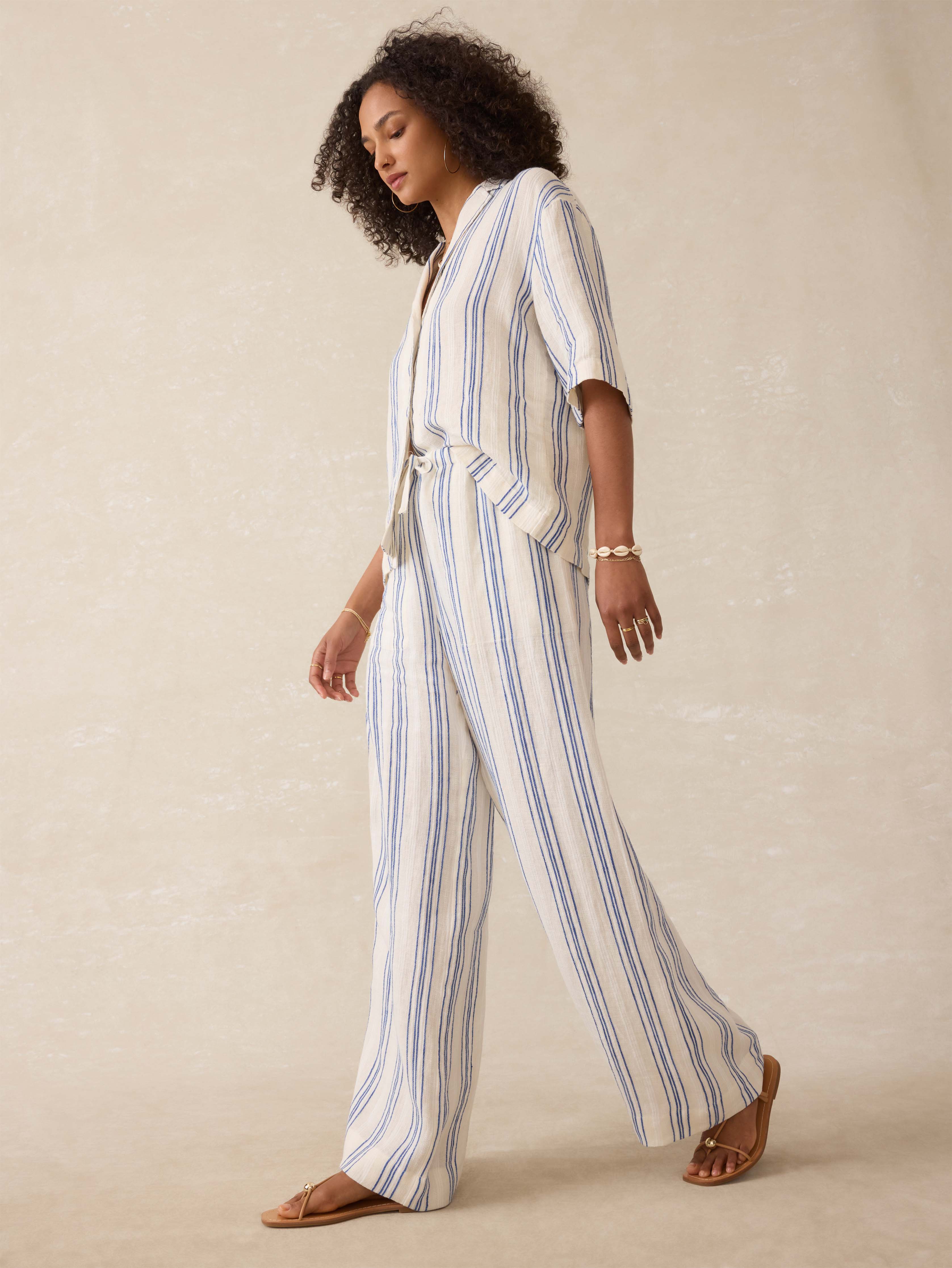 Laidback Palma Linen Pant - Sail Away Stripe