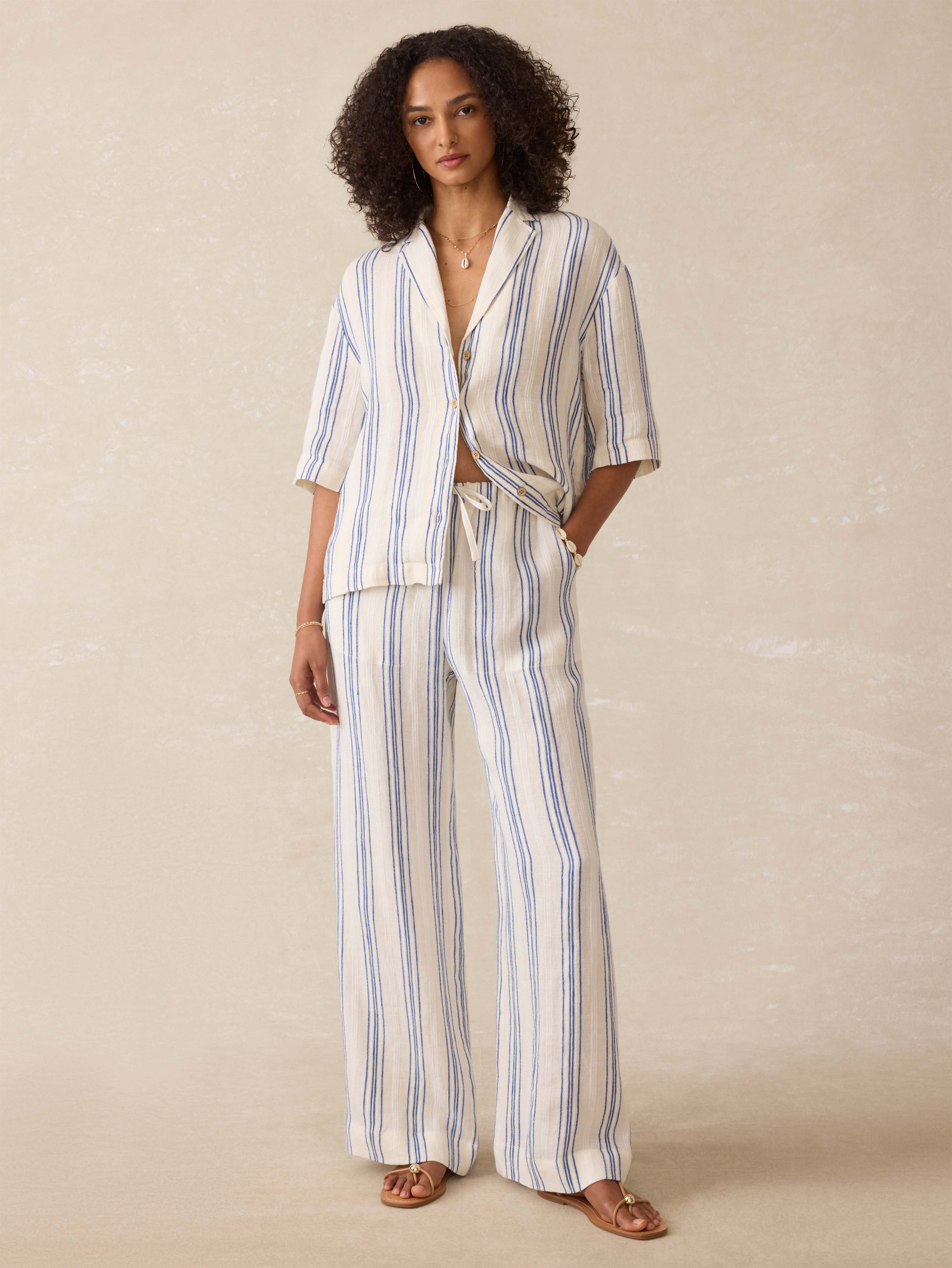 Laidback Palma Linen Pant - Sail Away Stripe