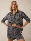 Laidback Palma Linen Short - Charcoal Banana Leaf