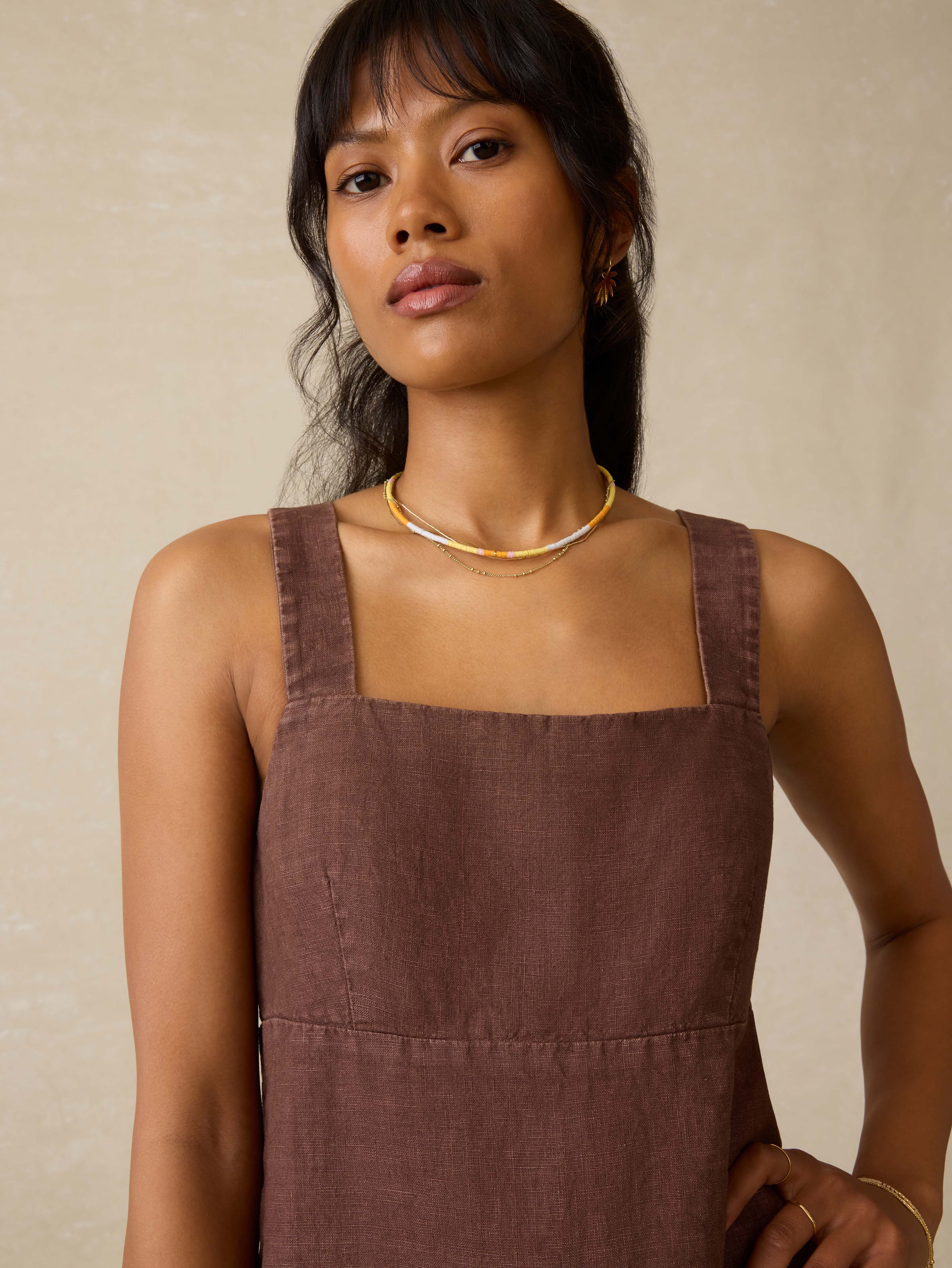 August Linen Dress - Cocoa