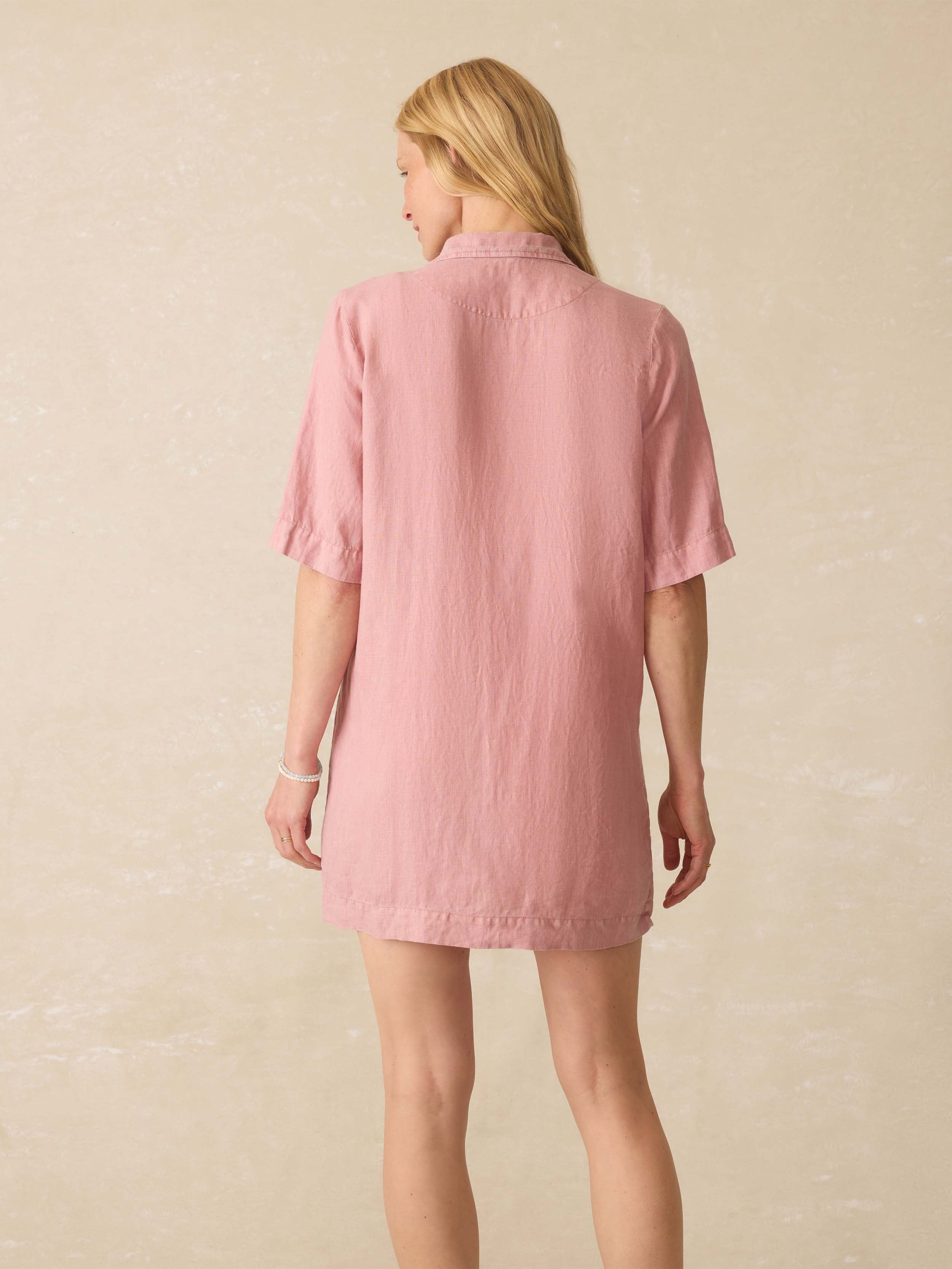 Paradise Point Linen Dress - Withered Rose