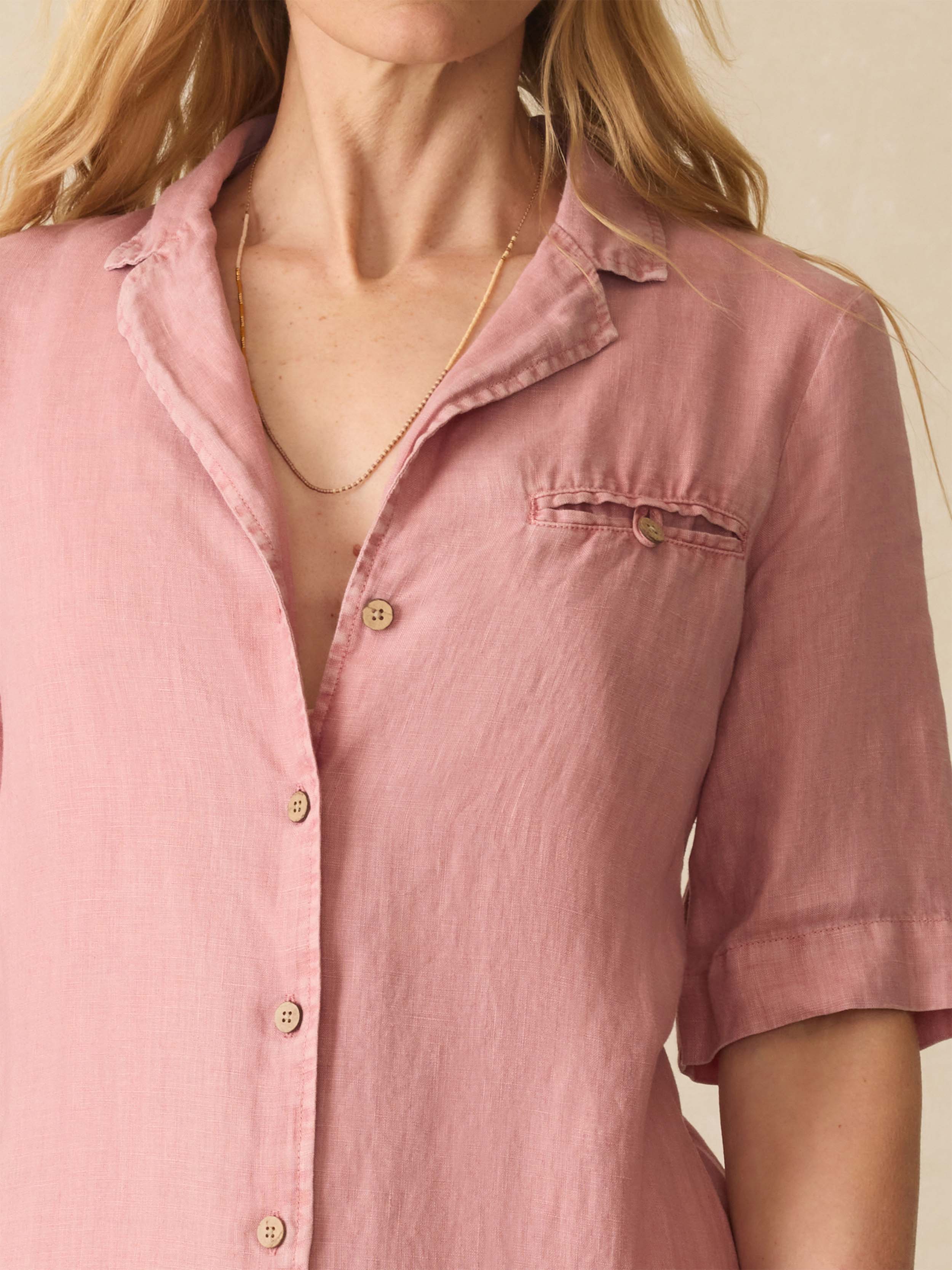 Paradise Point Linen Dress - Withered Rose