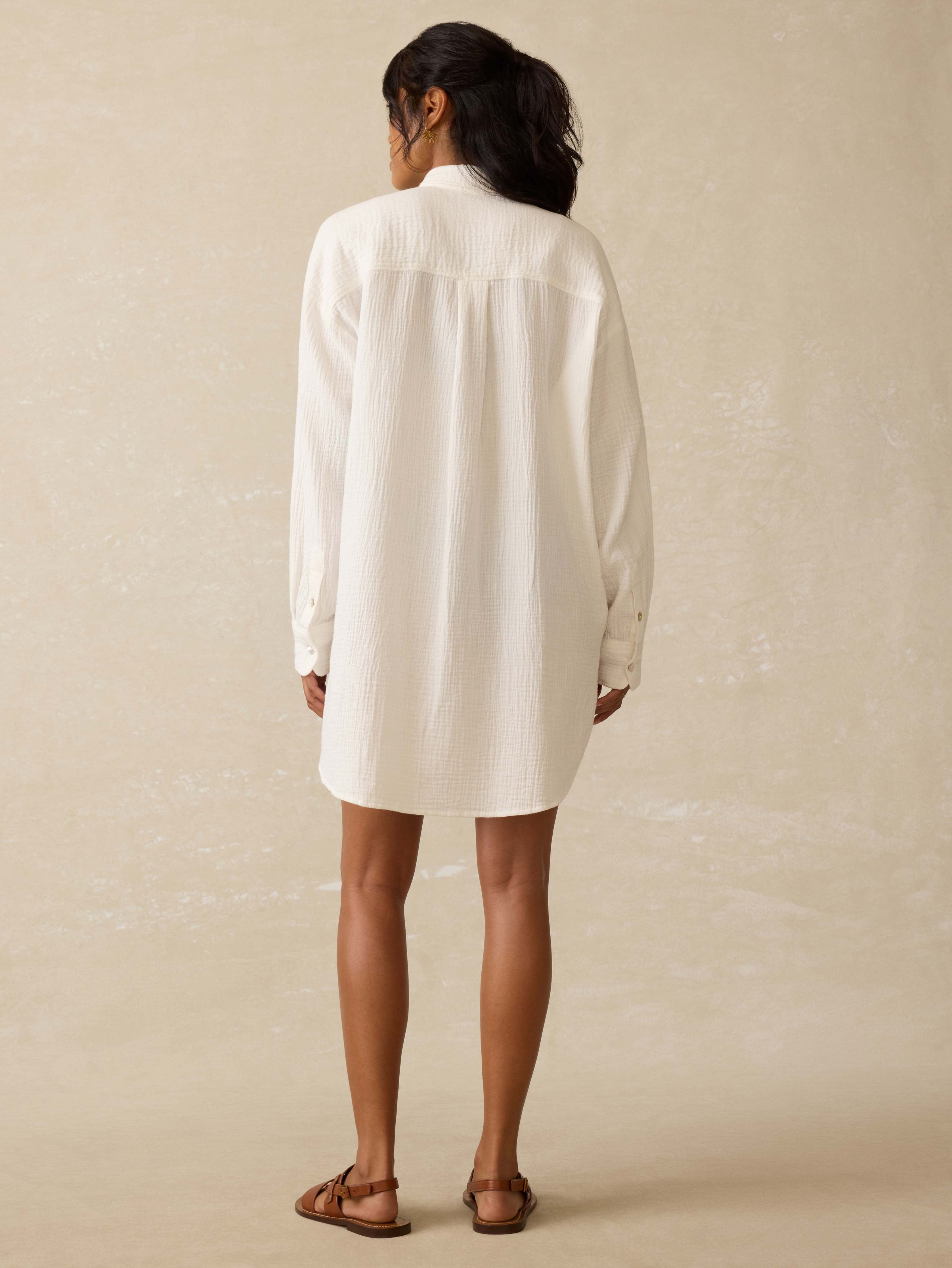 Dune Cotton Gauze Haze Shirtdress - White
