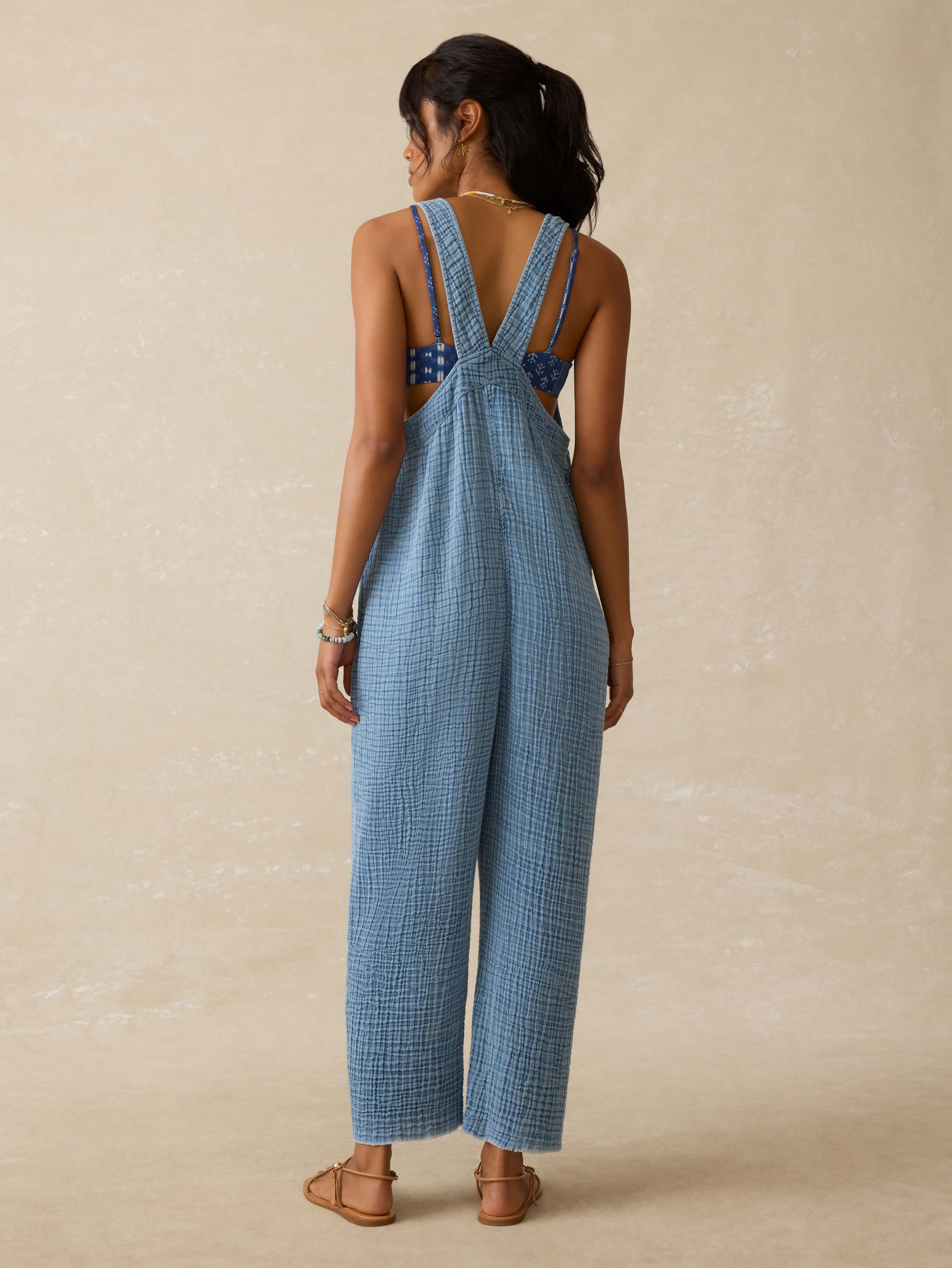 Dune Cotton Gauze Dawson Jumpsuit - Light Indigo Wash