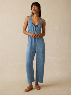 Dune Cotton Gauze Dawson Jumpsuit - Light Indigo Wash