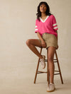 Sunwashed Slub Varsity Tee - Hot Pink Varsity