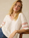 Sunwashed Midweight Organic Varsity Tee - Pink Varsity