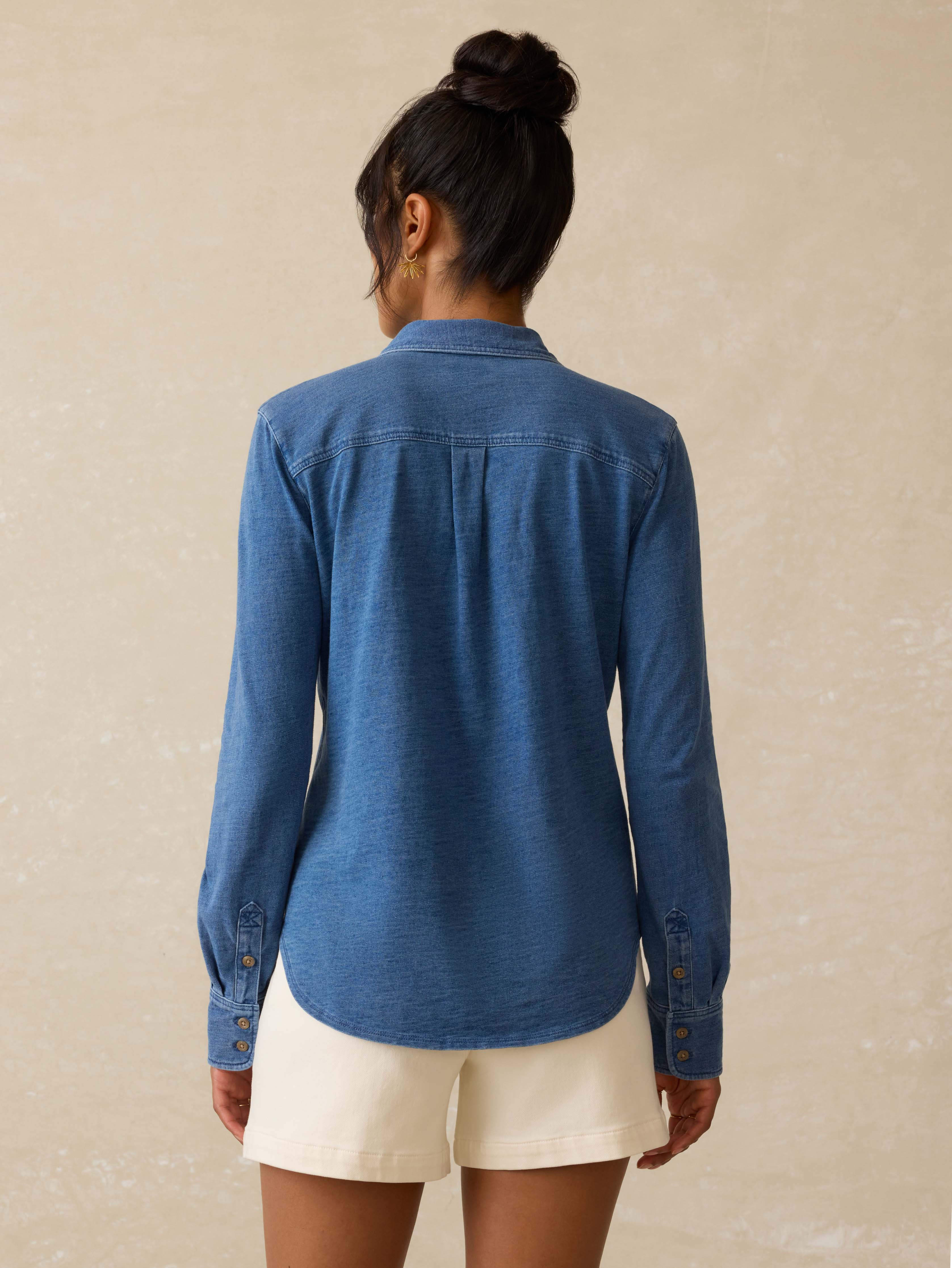 Sunwashed Knit Shirt - Medium Indigo Wash