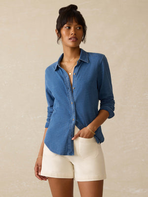 Sunwashed Knit Shirt - Medium Indigo Wash