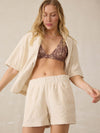 Cabana Towel Terry Camp Shirt - Marble Poolside Foliage