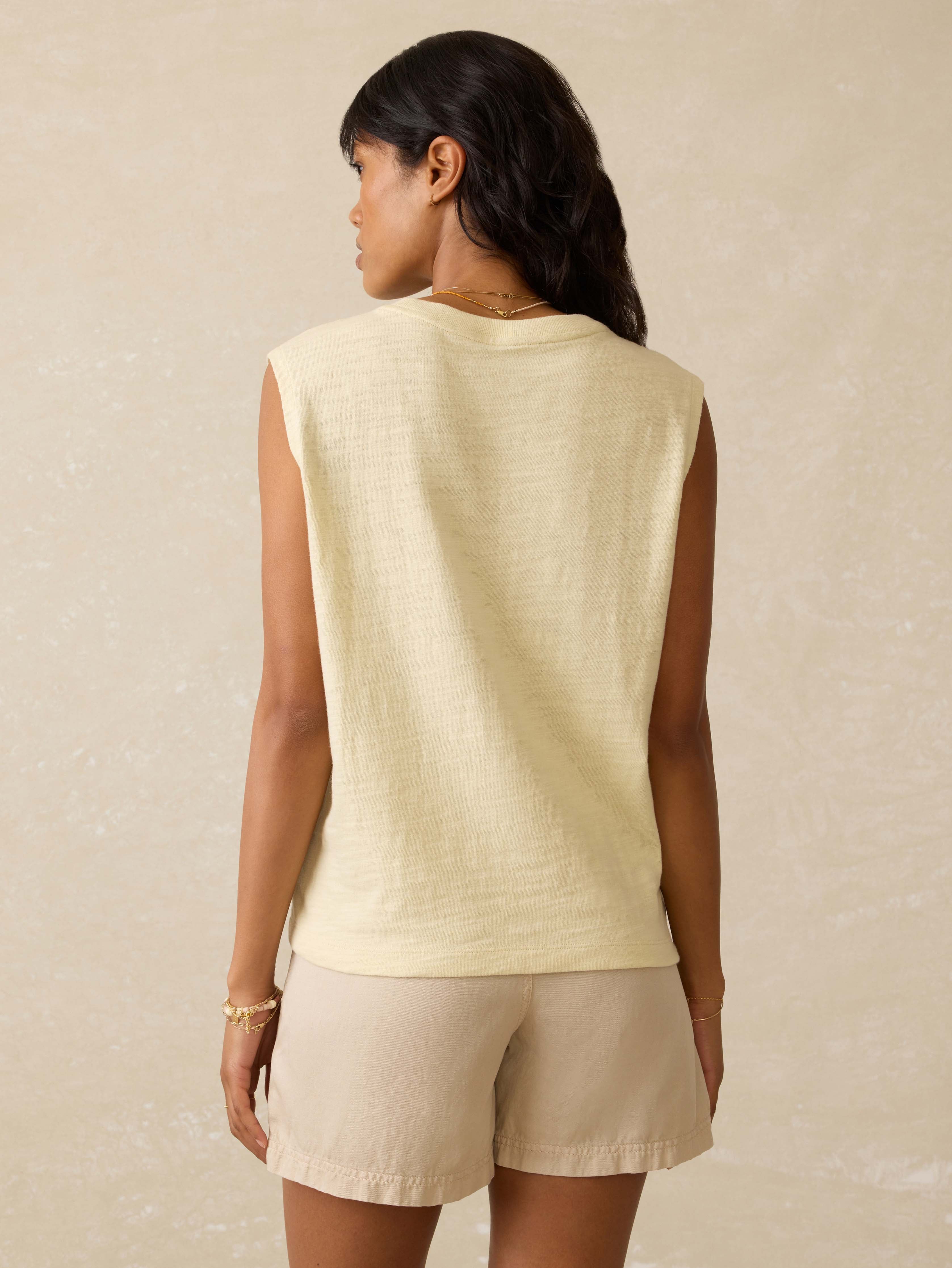 Sunwashed Slub Muscle Tank - Lemon Sorbet