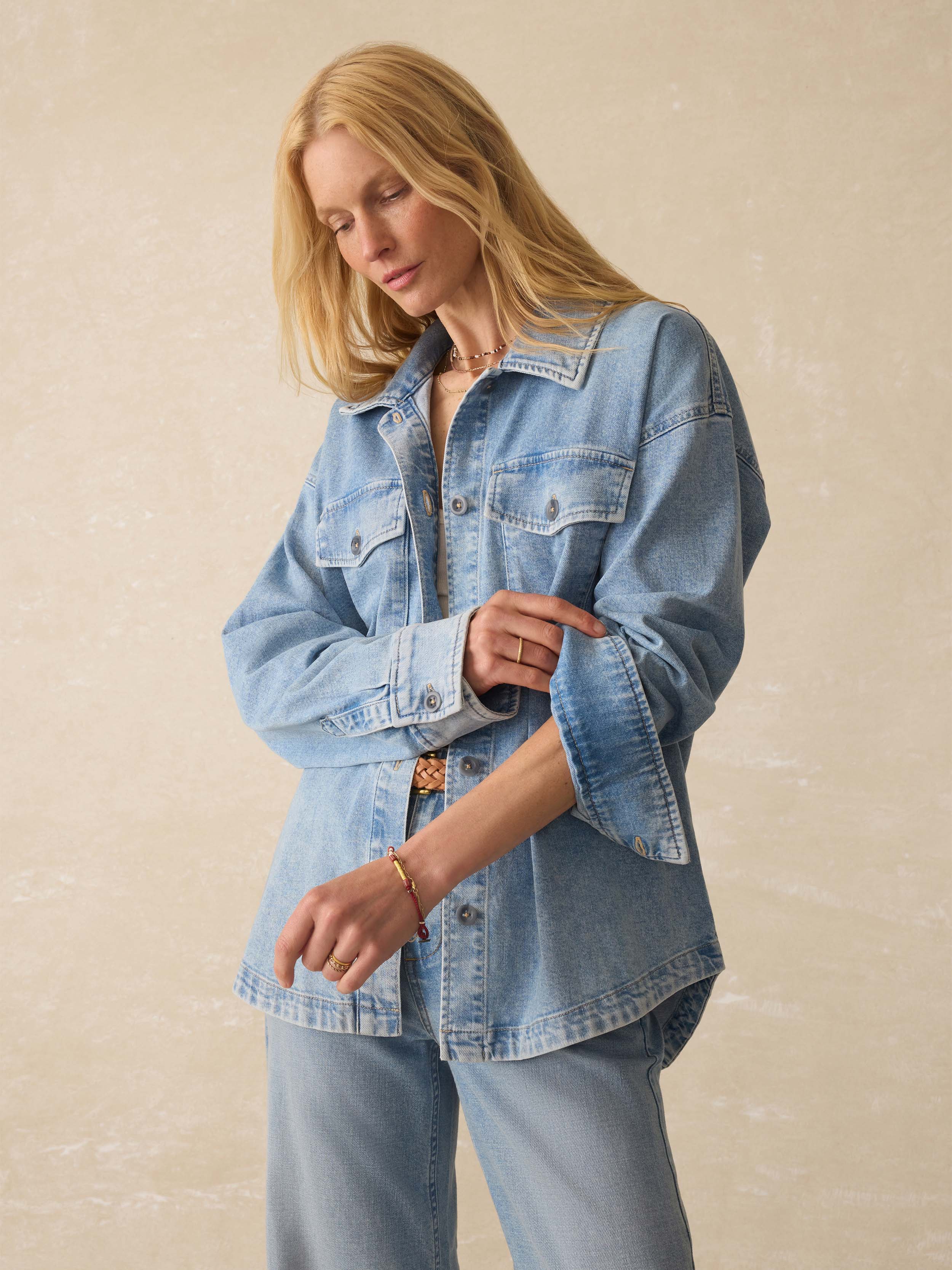 Linen Denim Jacket - Summer Seas Wash