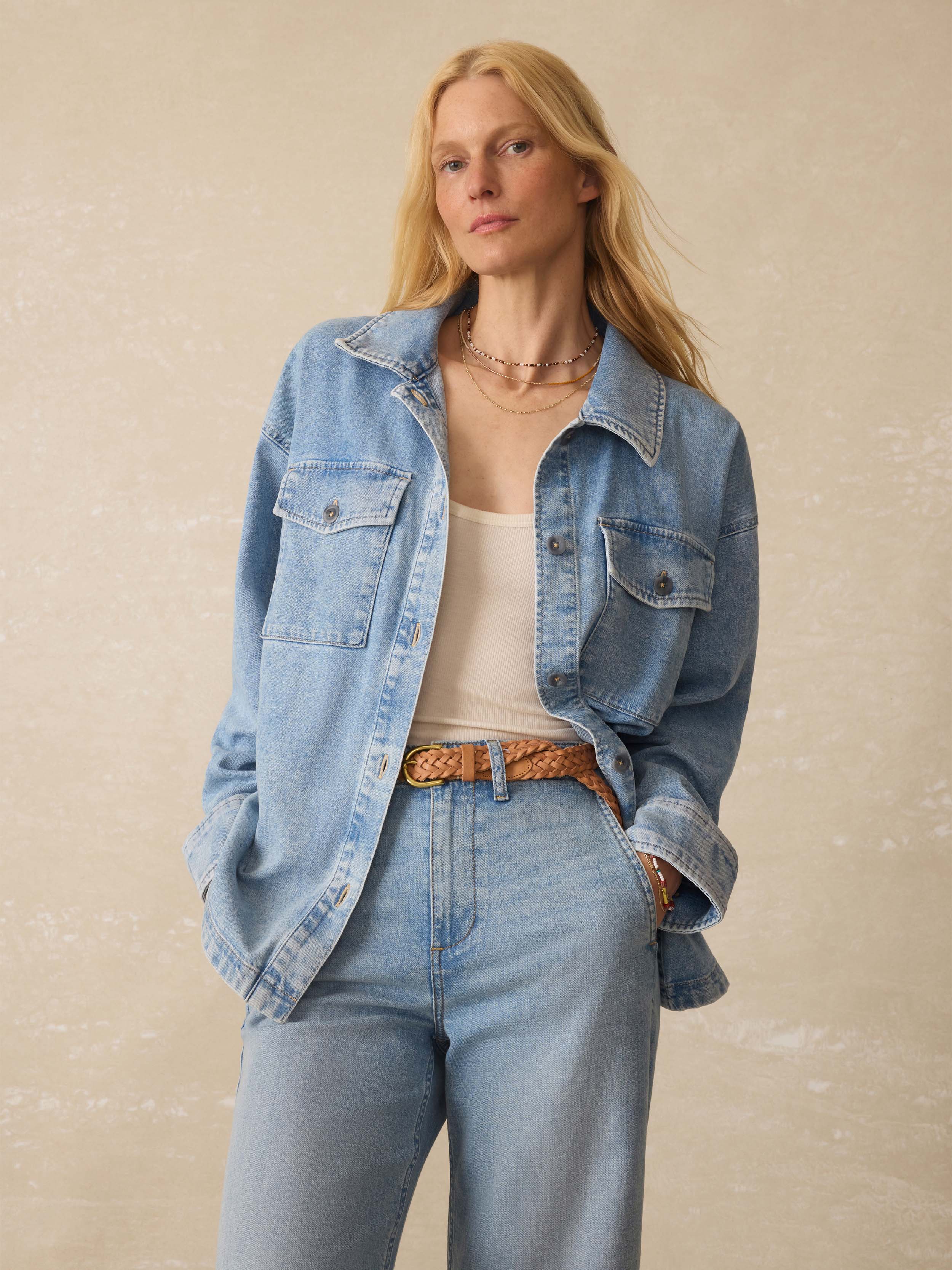 Linen Denim Jacket - Summer Seas Wash