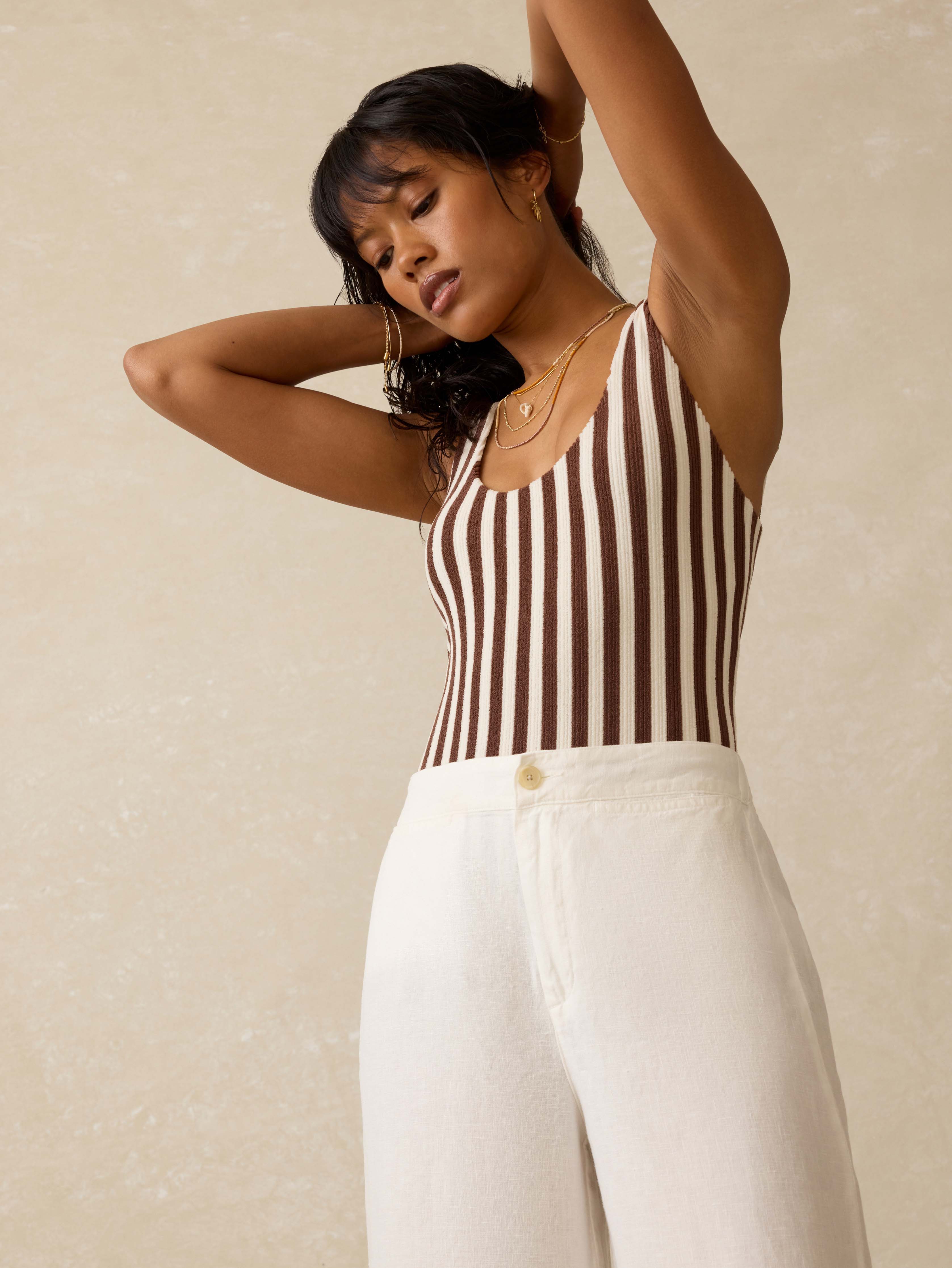 Wavebreak One Piece - Mini Cocoa Stripe