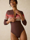 Surfseeker Rash Guard - Cocoa Sunray Stripe