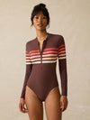 Surfseeker Rash Guard - Cocoa Sunray Stripe