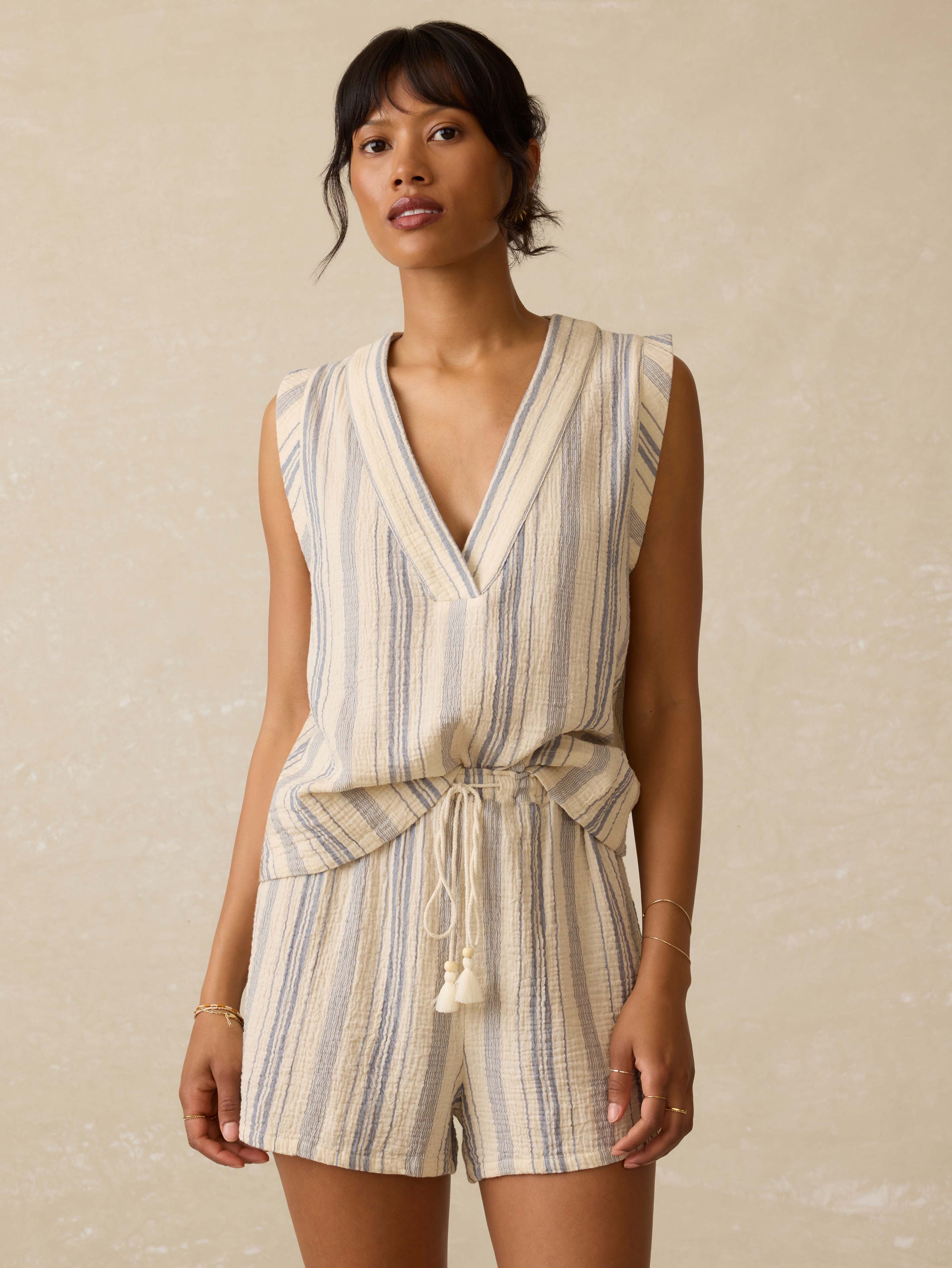 Dune Cotton Gauze Sleeveless Popover