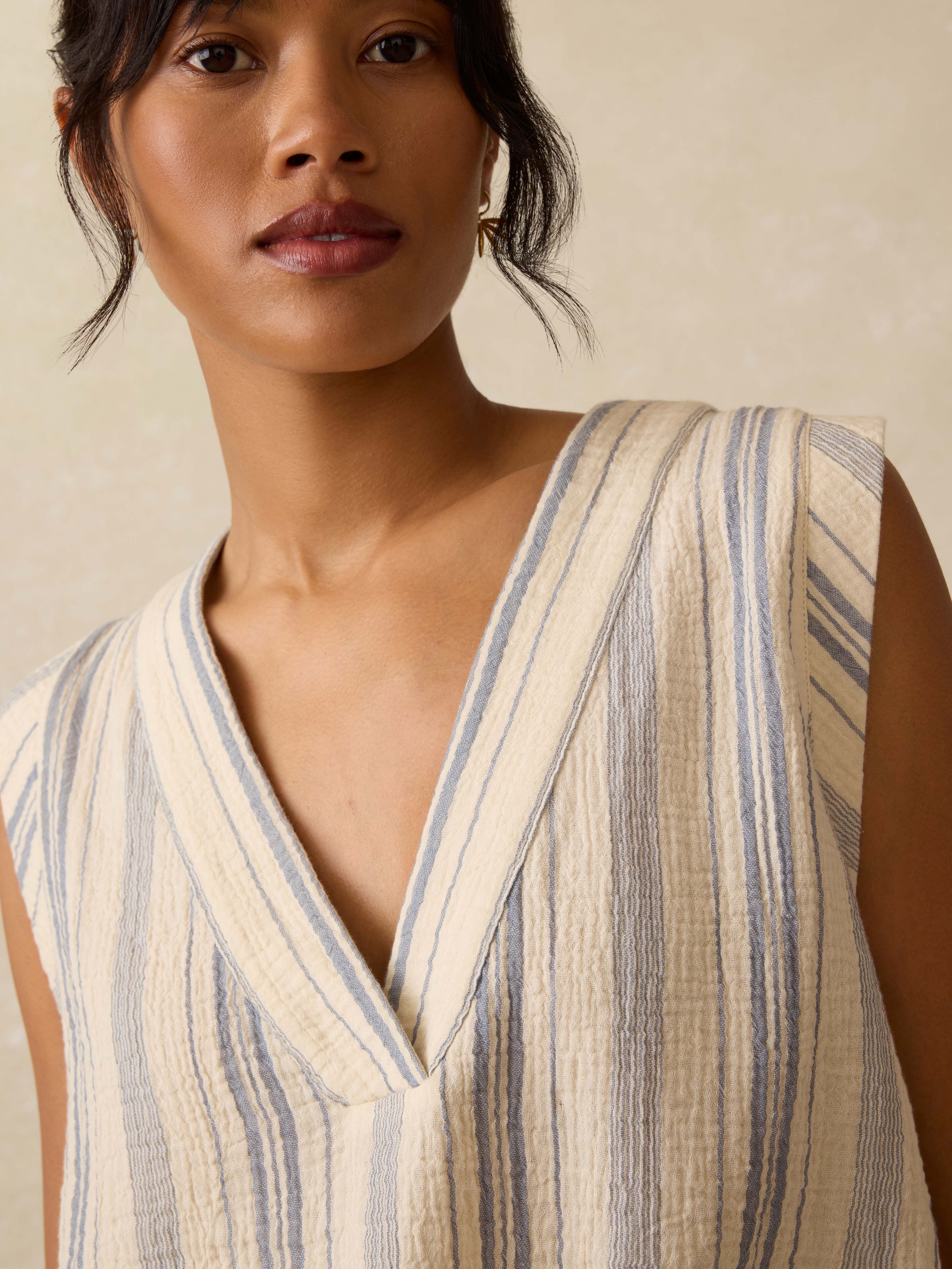 Dune Cotton Gauze Sleeveless Popover