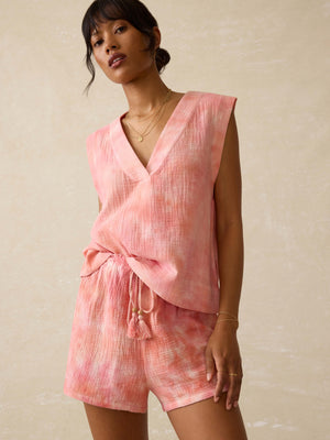 Dune Cotton Gauze Sleeveless Popover - Coral Skies Tie Dye