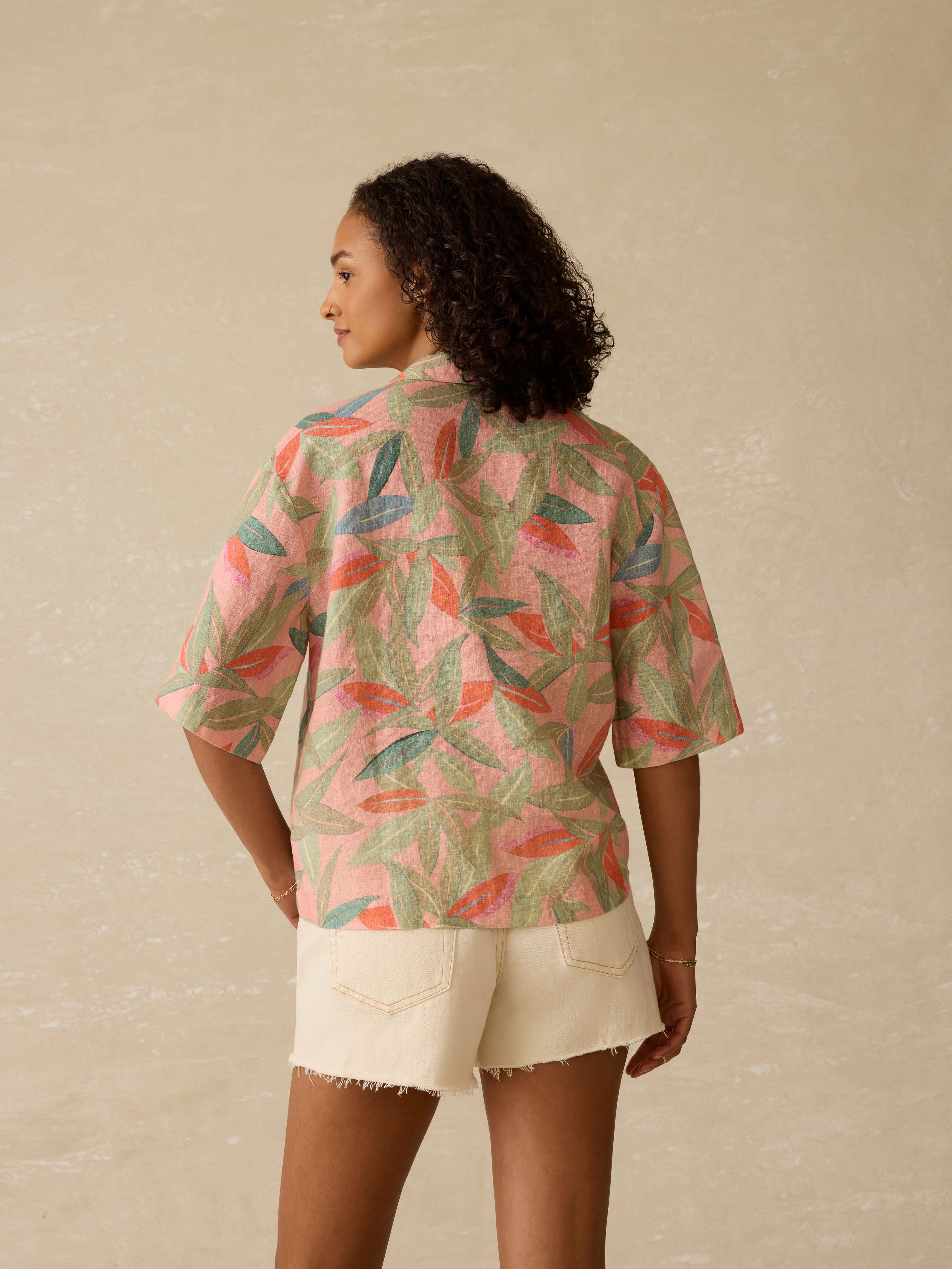 Kanoa Camp Shirt - Watercolor Palms