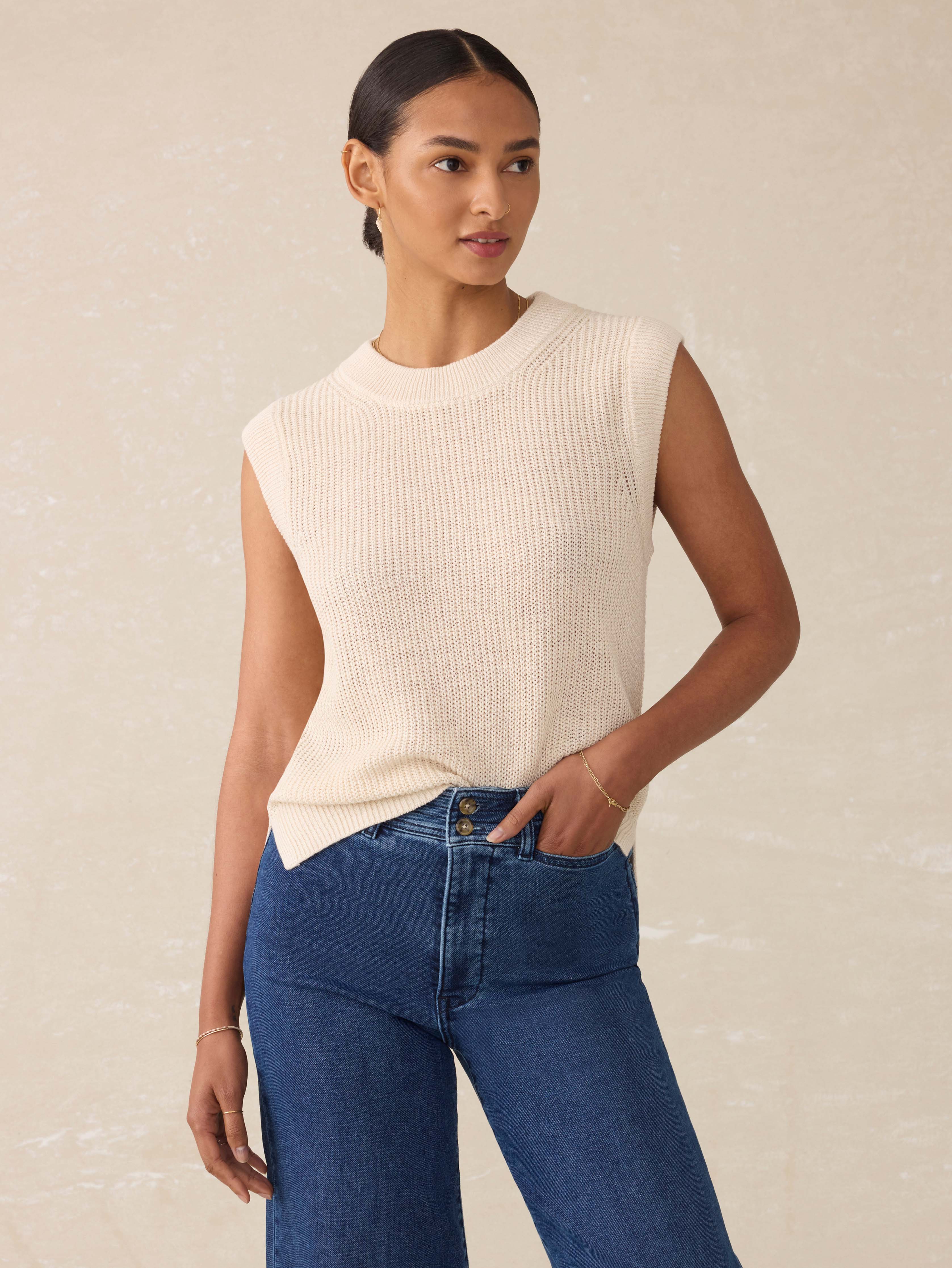 Miramar Linen Sweater Tank - Summer Sand | Faherty Brand