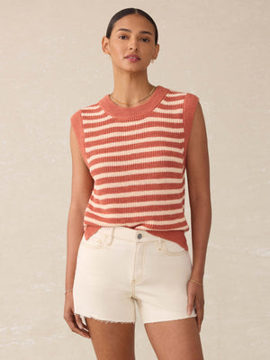 Miramar Linen Sweater Tank - Sandstone Stripe
