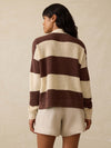 Miramar Linen Polo Sweater - Cocoa Rugby Stripe