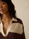 Miramar Linen Polo Sweater - Cocoa Rugby Stripe
