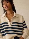 Miramar Linen Polo Sweater - Ocean Ties Stripe