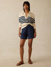 Miramar Linen Polo Sweater - Ocean Ties Stripe
