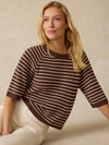 Miramar Linen Sweater Tee - Cocoa Sand Stripe