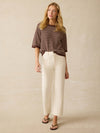 Miramar Linen Sweater Tee - Cocoa Sand Stripe