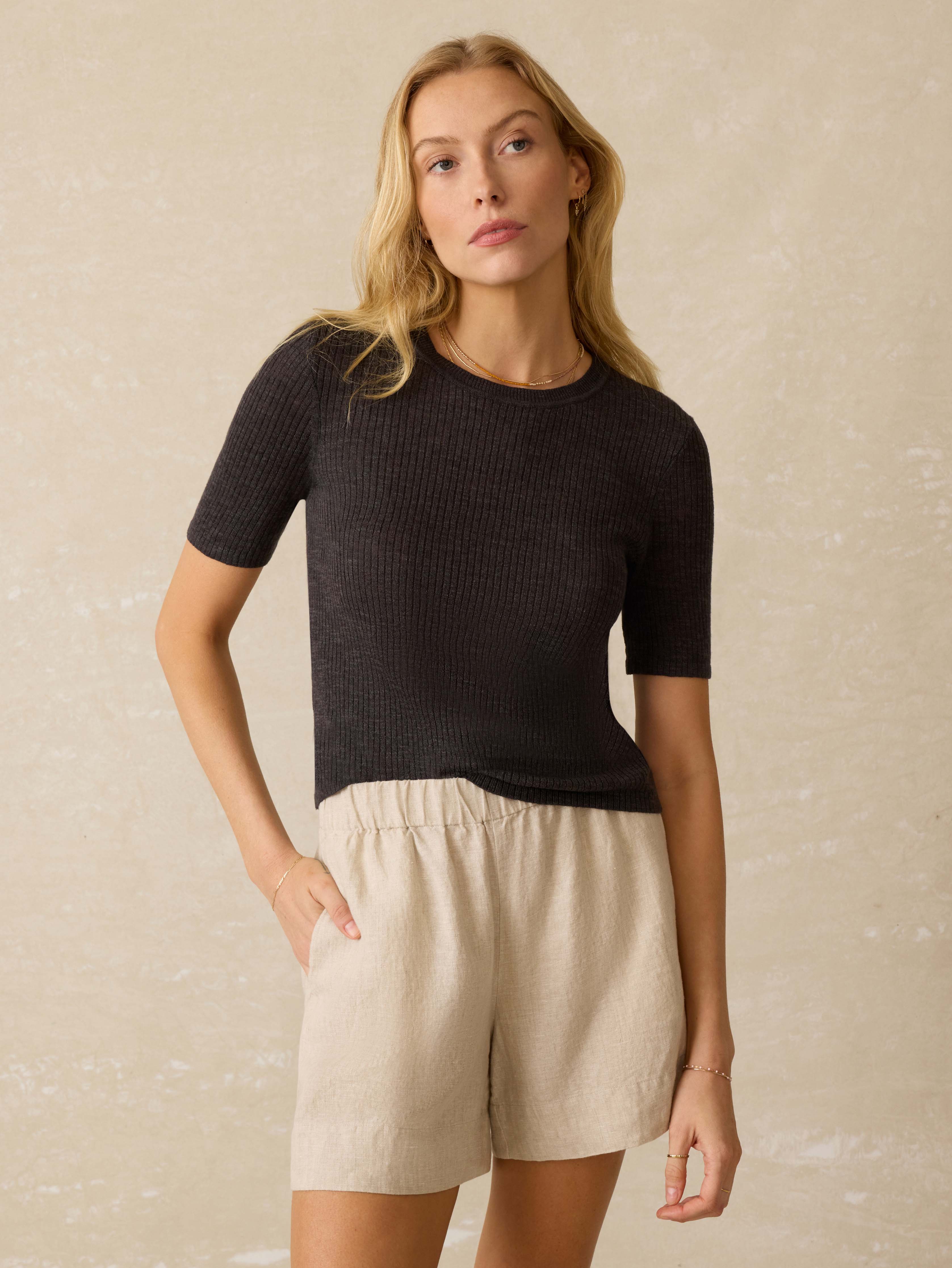Miramar Linen Mini Rib Tee