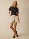 Miramar Linen Mini Rib Tee - Washed Black