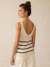 Miramar Linen V-Neck Tank - Sand Cove Stripe