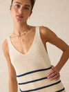 Miramar Linen V-Neck Tank - Sand Cove Stripe