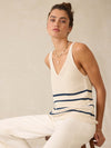 Miramar Linen V-Neck Tank - Sand Cove Stripe