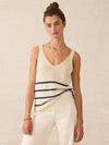 Miramar Linen V-Neck Tank - Sand Cove Stripe