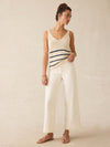 Miramar Linen V-Neck Tank - Sand Cove Stripe