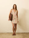 Alston Linen Dress - Watercolor Palms