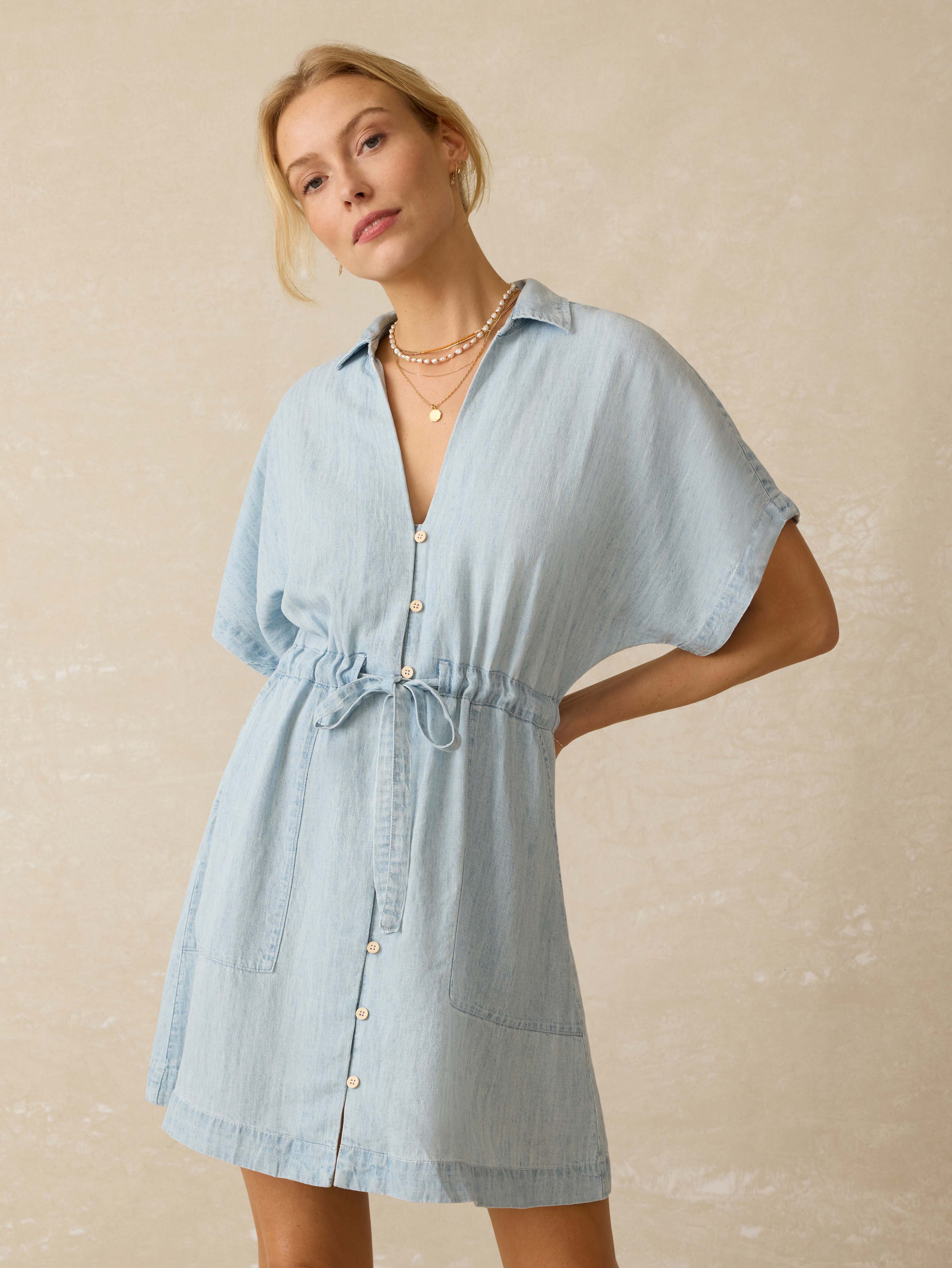 Tried & True Chambray Oakley Dress - Arctic Sea Wash