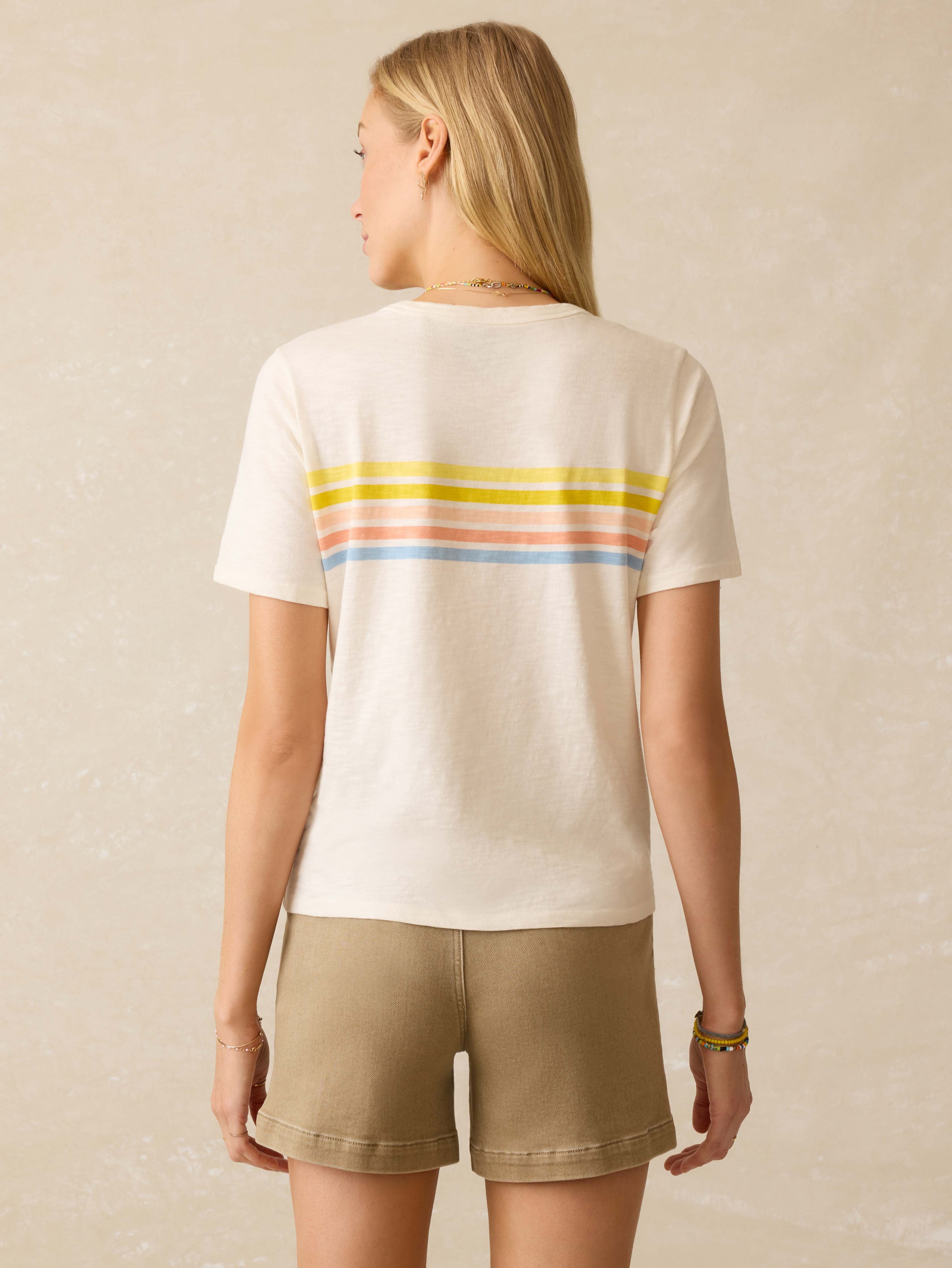 Sunwashed Essential Tee - Summer Sunrise Stripe