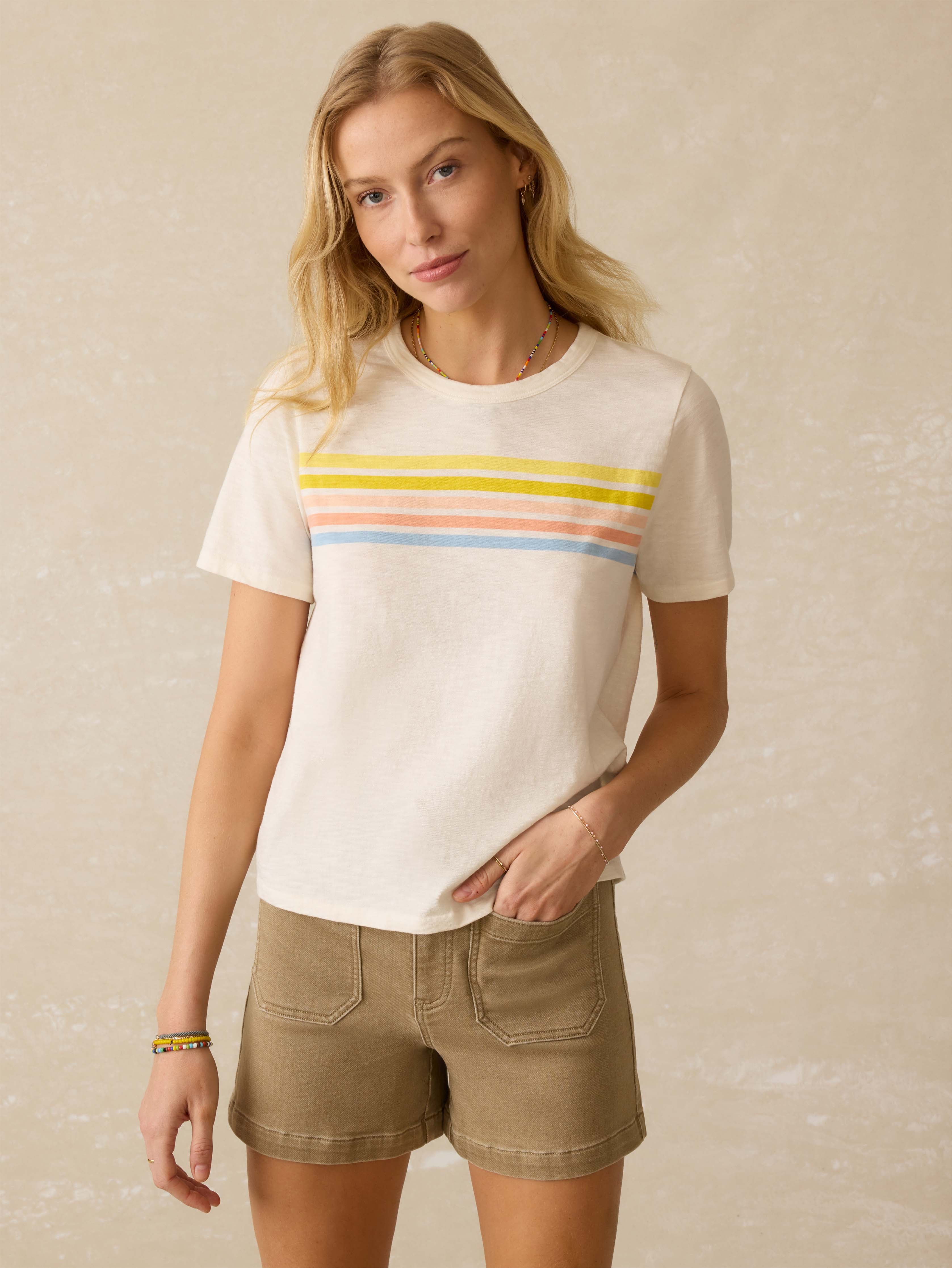 Sunwashed Essential Tee - Summer Sunrise Stripe